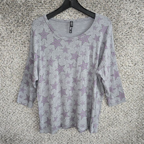 Torrid Other - Torrid Pajama Top Womens 0 US 12 Gray Star Print Sleepwear Scoop‎ Neck Lounge
